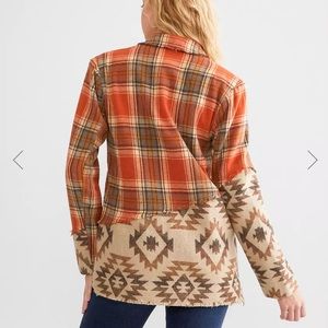 Miss Me Women’s Plaid Pieced Blazer Burnt Orange Large